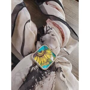 Sunflower scarf slide, concho slide, wild rag slides, western bandana slide